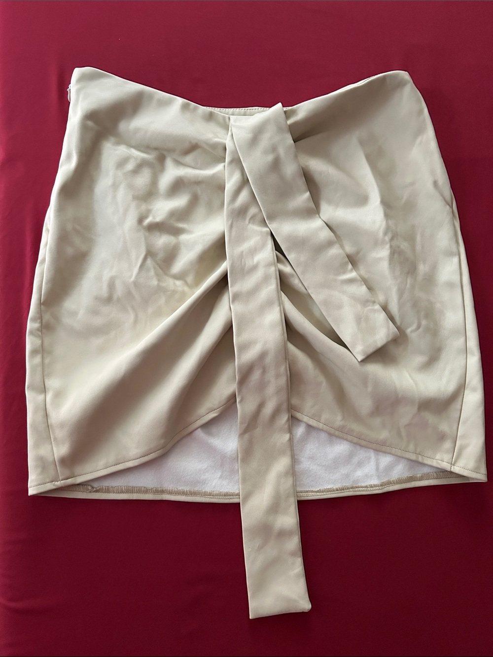 PrettyLittleThing Cream Mini Skirt